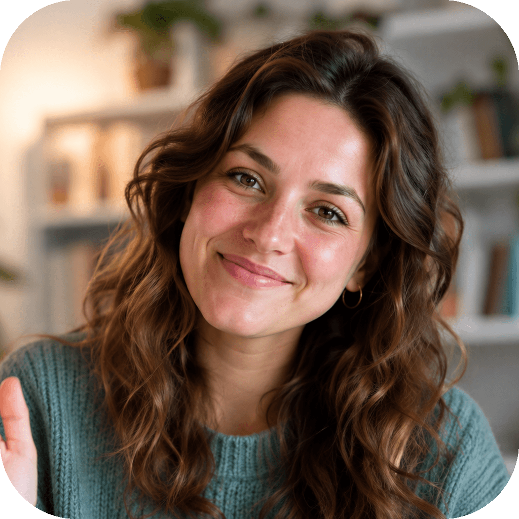 A tutor smiling on a video call